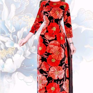 áo dài truyền thống nhung lụa
