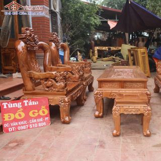 Bàn Ghế Nghê Đỉnh Cột 14 Gỗ Re Gừng giá sỉ