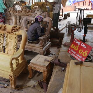 Bộ Ghế Đồng Kỵ Gỗ Mít tay 12