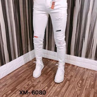 Quần Jeans Nam In Phối Kiểu đen và trắng
