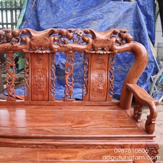 Bộ Ghế Minh Quốc Đào Chim Gỗ Hương Tay 12