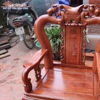 Bộ Ghế Minh Quốc Đào Chim Gỗ Hương Tay 12