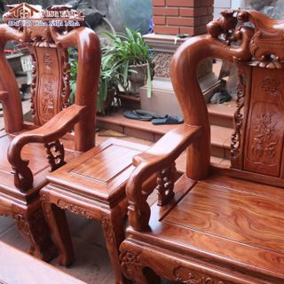 Bộ Ghế Minh Quốc Đào Chim Gỗ Hương Tay 12
