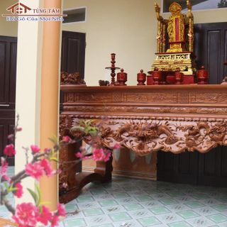 Sập Thờ Gỗ Gụ Tứ Linh Lệch
