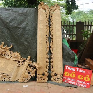 Cuốn Thư Câu Đối Hồng Trĩ Gỗ Rổi Đẹp