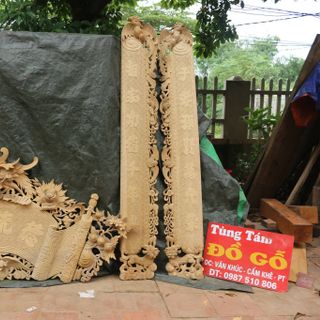Cuốn Thư Câu Đối Hồng Trĩ Gỗ Rổi Đẹp