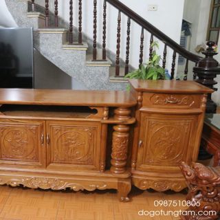 Kệ Tivi Cột Nho Gỗ Gõ Đỏ