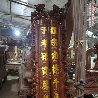 Cuốn Thư Câu Đối Rát Vàng Gỗ Mít