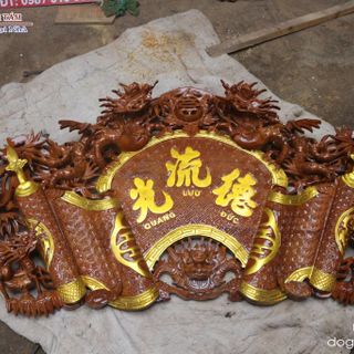 Cuốn Thư Câu Đối Rát Vàng Gỗ Mít