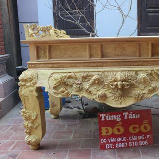 Sập Thờ Gỗ Mít Chân 20 Đục Tứ Linh