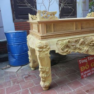 Sập Thờ Gỗ Mít Chân 20 Đục Tứ Linh