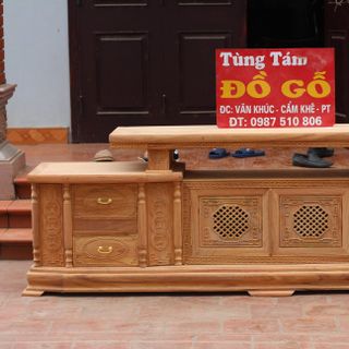 Kệ Tivi Cánh Tổ Ong Gỗ Gõ Đỏ