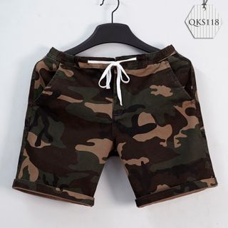 Quần Short Kaki Nam Lưng Thun Họa Tiết Lính 2019