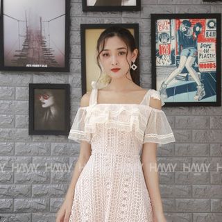 ĐẦM REN CỘT NƠ VAI