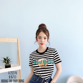 ÁO THUN GÂN CHỮ MÀU