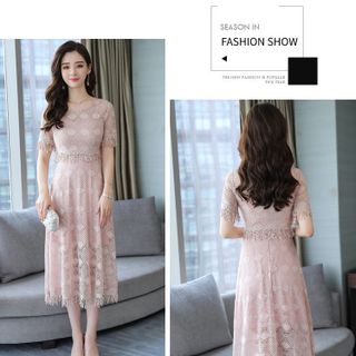 Thời trang công sở đầm váy đi tiệc đi biển set áo sơ mi và váy đầm tay dài đầm ren đi tiệc set đầm thun