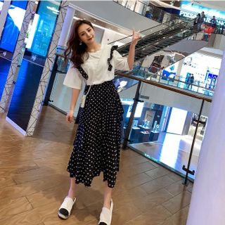 Thời trang công sở đầm váy đi tiệc đi biển set áo sơ mi và váy set đầm thun