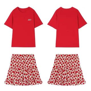 Set bộ váy voan hoa áo pull set váy dài áo pull tươi trẻ phong cách phù hợp đi du lịch đi biển