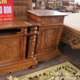 KỆ TIVI CỘT NHO ĐẸP CHẤT LIỆU GỖ GÕ ĐỎ TỰ NHIÊN
