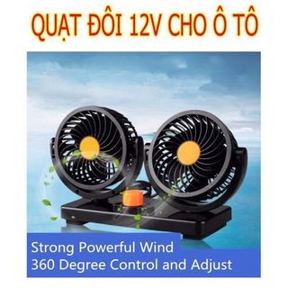 Quạt 12V cho oto/Quạt máy đôi mini 12v điều chỉnh 360 độ