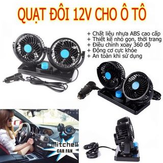 Quạt 12V cho oto/Quạt máy đôi mini 12v điều chỉnh 360 độ