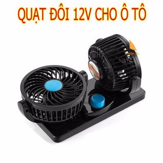 Quạt 12V cho oto/Quạt máy đôi mini 12v điều chỉnh 360 độ
