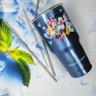 FULL BỘ BÌNH GIỮ NHIỆT 900ml - 2 ống hút inox 1 cọ rửa 1 túi đựng