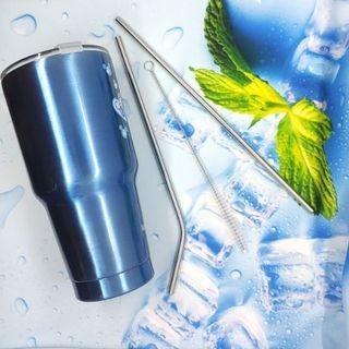 FULL BỘ BÌNH GIỮ NHIỆT 900ml - 2 ống hút inox 1 cọ rửa 1 túi đựng