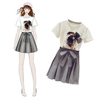 Thời trang công sở đầm váy đi tiệc đi biển set áo sơ mi và váy set đầm thun
