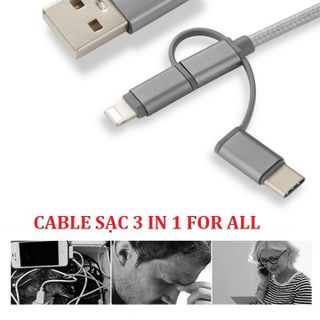 CÁP SẠC LIỀN Cáp sạc 3 in 1 Micro USB