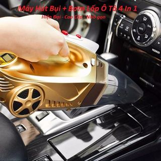 Máy hút bụi ô tô kiêm bơm lốp đo áp suất lốp và đèn chiếu sáng 4 in 1