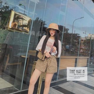 set bộ đồ nữ đẹp chất cá tính dễ thương giá rẻ áo phông quần đũi sooc gucc BN 76438 Kèm Ảnh Thật