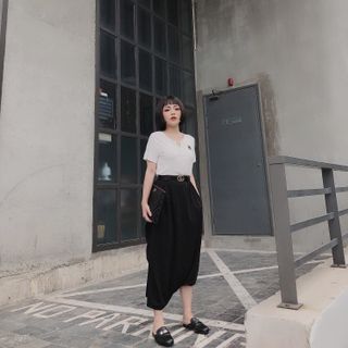 áo phông thun nữ đẹp kiểu hàn quốc dễ thương giá sỉ cổ cúc thêu logo BN 23375 Kèm Ảnh Thật
