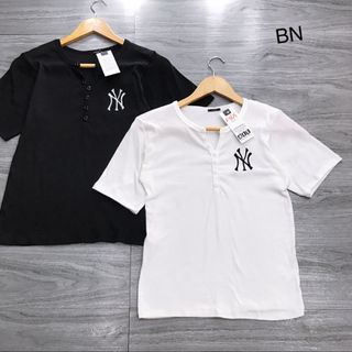 áo phông thun nữ đẹp kiểu hàn quốc dễ thương giá sỉ cổ cúc thêu logo BN 23375 Kèm Ảnh Thật