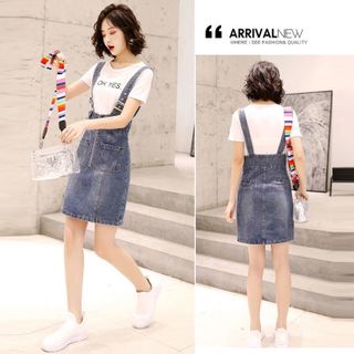 Đầm Yếm Jean Dây Gài Năng Động