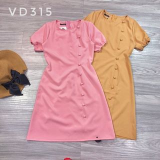 Đầm Tay Con Bo Phối Nút Dọc