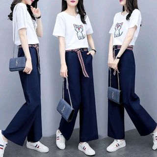 set đồ bộ con mèo quần ống suông sỉ sll
