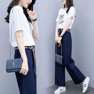 set đồ bộ con mèo quần ống suông sỉ sll
