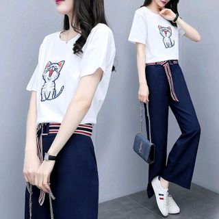 set đồ bộ con mèo quần ống suông sỉ sll