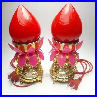 Đèn bàn thờ hình Sen Đào Đỏ 18cm cực đẹp - Điện Việt -