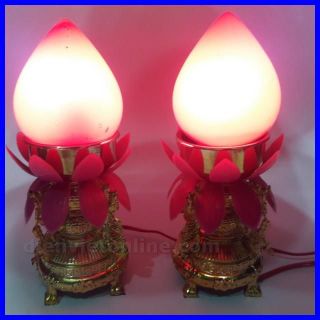 Đèn bàn thờ hình Sen Đào Đỏ 18cm cực đẹp - Điện Việt -