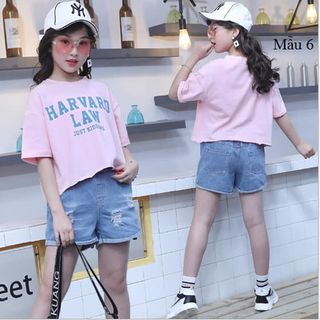 Đồ bộ bé ái áo phông croptop và quần sooc
