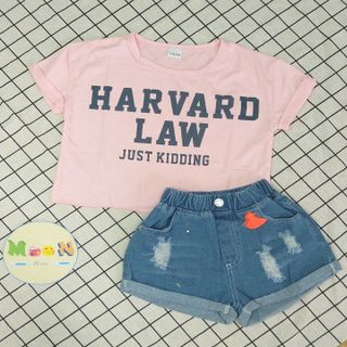 Đồ bộ bé ái áo phông croptop và quần sooc