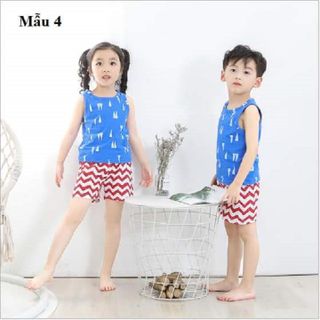 Bộ đồ ở nhà áo ba lỗ quần đùi bé trai và bé gái