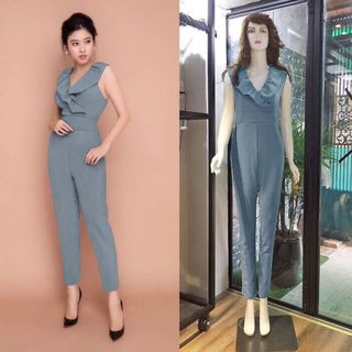 Jum bèo cổ tim cột dây eo xinh xắn
