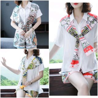 Sét bộ lụa kèm khăn cao cấp