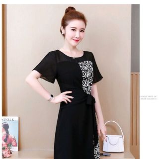 Đầm voal lụa phối cách điệu