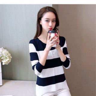 Áo khoác len dệt kim sọc