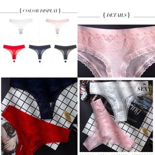 QVI81 - Quần lót ren lưới hoa hồng lọt khe - hàng cao cấp