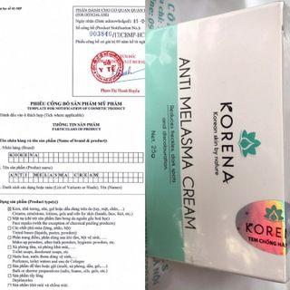 Kem Trị Nám Anti Melasma Cream KorenaGiá BuônGiá Sí